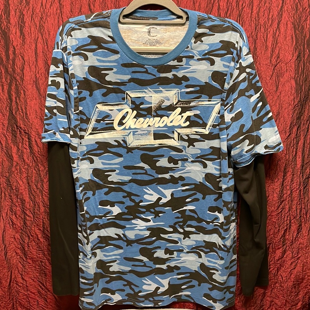 Chevurolet camo blue shirt